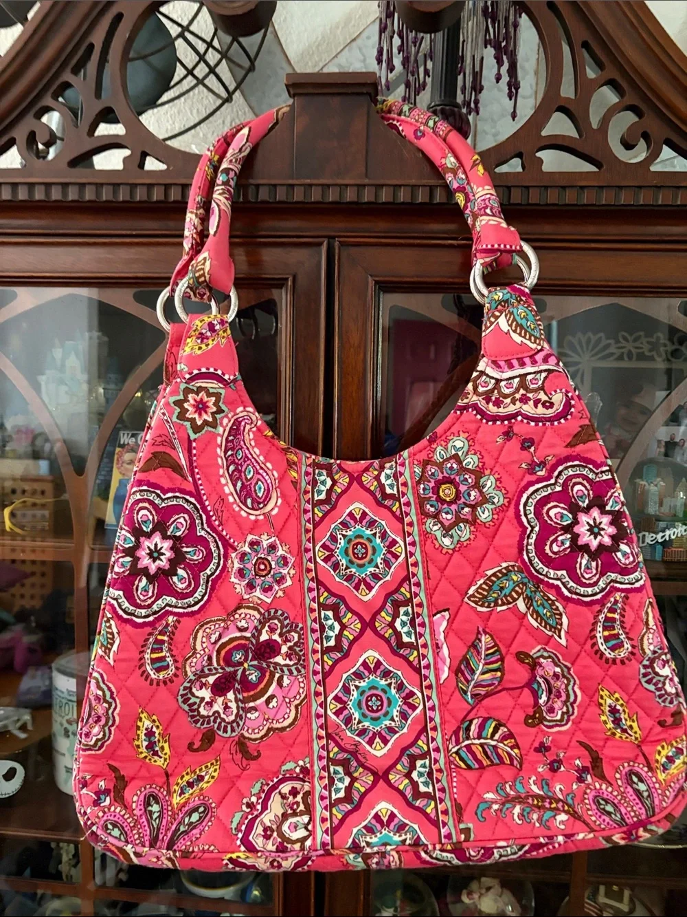 Vera Bradley Hot Pink Quilted Paisley Shoulder Bag